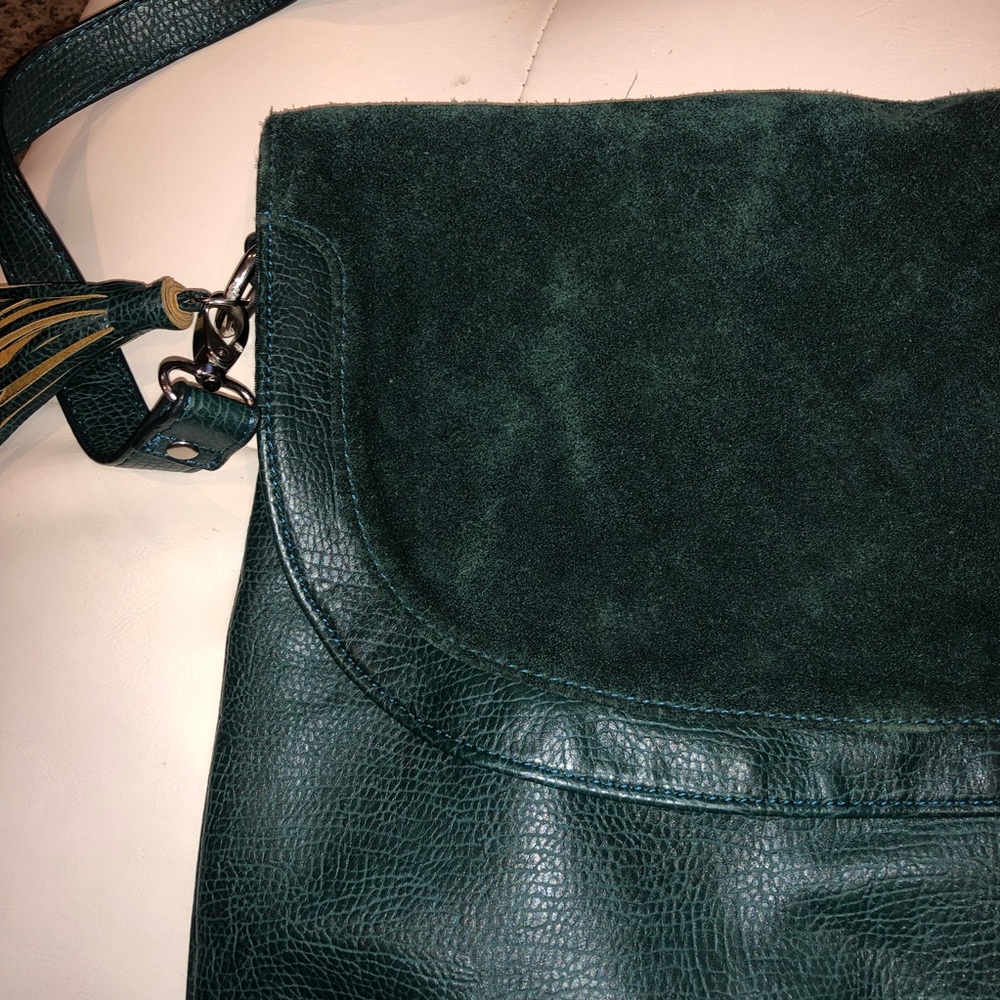 Green Suede and Leatherette ArmBag